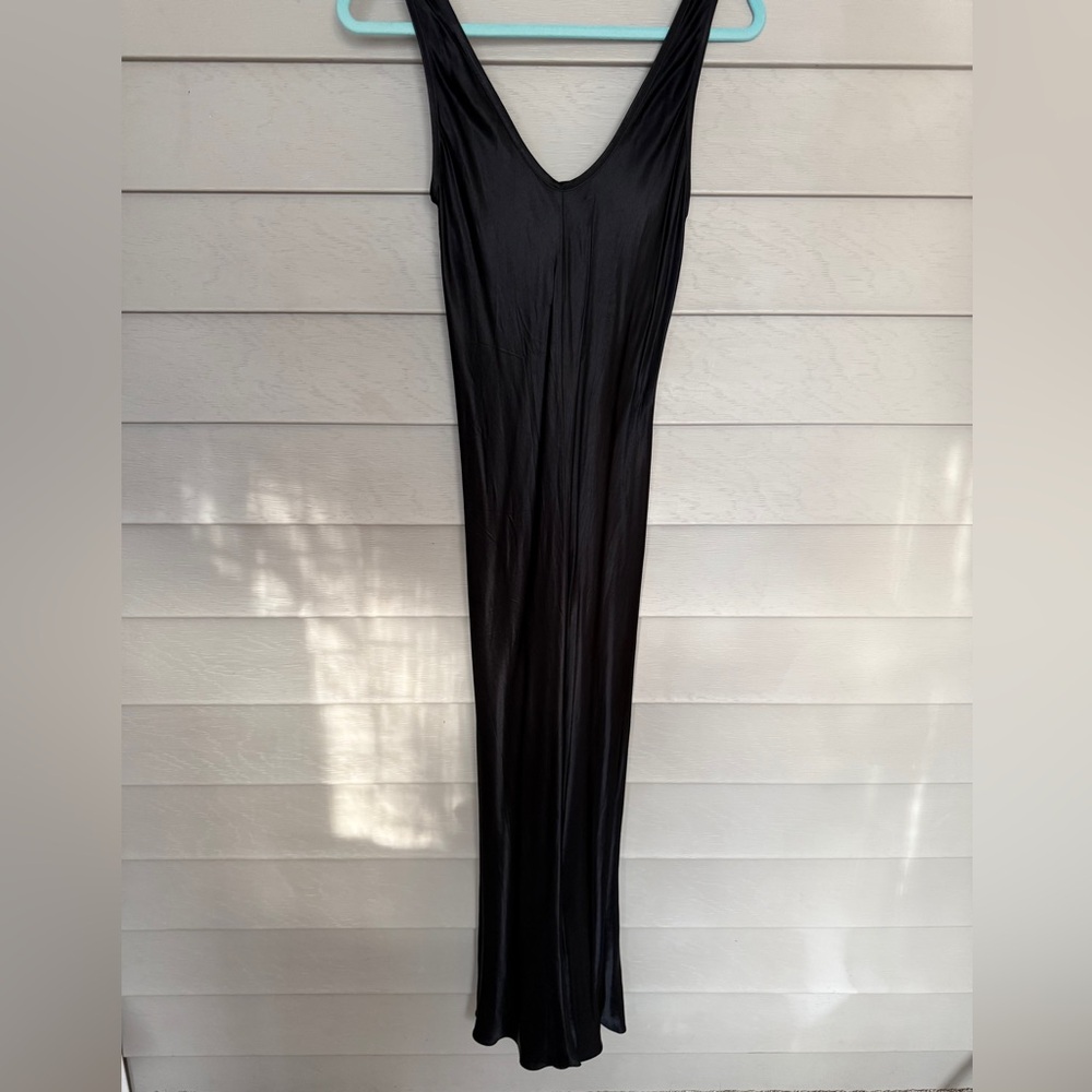 Zara Black Maxi bias cut  satin Dress size S